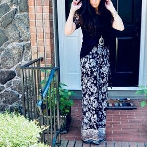 Wide Leg Pants Trousers Palazzo Small Loungewear Womens Pants Black